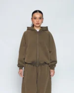 Luther Melbourne Zip Up Hoodie Washed Olive (1)
