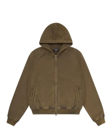 Luther Melbourne Zip Up Hoodie Washed Olive (3)