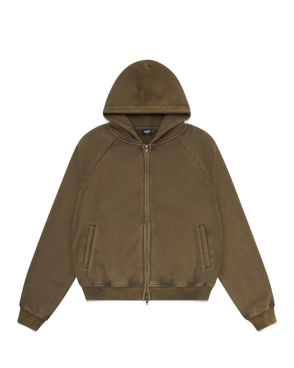 Luther Melbourne Zip Up Hoodie Washed Olive (3) Luther Melbourne Zip Up Hoodie Washed Olive (3)